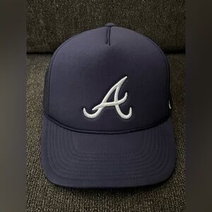Atlanta Braves '47 Brand Adult Foam Mesh Snapback Navy Blue & White Trucker Hat